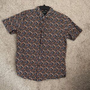 Rodd & Gunn Black Short-Sleeve Button-Up with Orange & Blue Floral